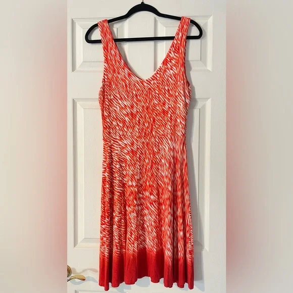 Athleta | Dresses | Athleta Starfish Orange Reef Jersey Knit Dress Med  Vneck Sleeveless Summer Light | Poshmark
